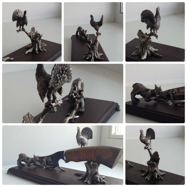 Artist Aleksey Martemjanov. 'Lynx And Wood Grouse' Artwork Image, Created in 2017, Original Sculpture Mixed. #art #artist