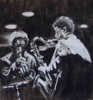 A M Bowe: 'Jazz Musicians', 2007 Pastel, Music.   Measurements do not include frameIf you wish picture to be unframed please minus $100 from total priceFramed:  Includes wide off white mount and driftwood ( pale) frame  ...