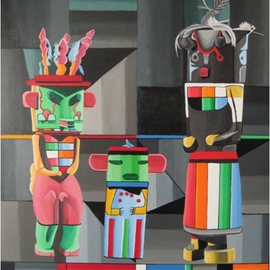 Sergio Roffe: 'KACHINA DOLLS', 2011 Acrylic Painting, Figurative. Artist Description:  FIGURATIVE/ GEOMETRIC ABSTRACT    ...