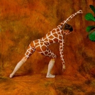 Amit Bar: 'Hungry Giraffe', 2008 Color Photograph, nudes.  Body- painted model in the studio   ...