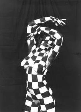 Amit Bar: 'Queen', 1997 Black and White Photograph, nudes. Dancer, bodypainted with chessmat blocks....