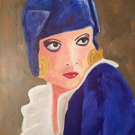 Amy Wetterlin: 'Giving The Look', 2016 Acrylic Painting, Portrait. Artist Description:  flapper era, 1920s, portrait, women, blue, feminine          ...