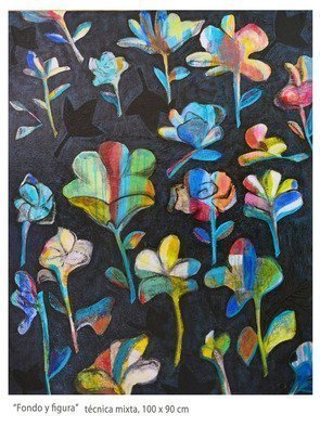 Ana Castro Feijoo: 'Florido II', 2017 Mixed Media, Abstract. chorreado, abstracto, fondo, figura, flores, orgA! nico, texturado...