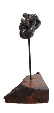 Ana Paula Luna: 'tangeled', 2021 Ceramic Sculpture, People. Black ceramic charachter hanging in the top tageled within himself...