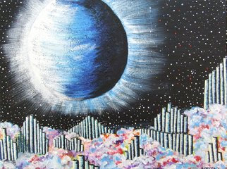 Andreea J: 'Natural Music', 2015 Acrylic Painting, Space.  music, canes, nature, planets, clouds, freedom, acrylic, painting ...