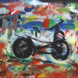 Andreea J: 'abandon', 2016 Acrylic Painting, Other. Artist Description:   acrylic, colors, bike, road            ...