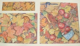 Andree Lisette Herz: 'fall bounty', 2003 Pencil Drawing, nature. Triptych in colored pencil of fall bounty...