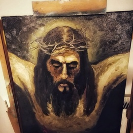 Andrei Balau: 'the passion of the christ', 2019 Oil Painting, Christian. Artist Description: This is my version of the crucifiction. The painting give you a particular feeling,  as it involves peace and pain at the same time. ...
