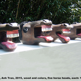 Anh Tran: 'True Smiles 2', 2015 Wood Sculpture, Humor. Artist Description:     The sculpture created from my dream at which Horses smiled at me. How lovely and true of horse smiles are. Rarely I see animal smile except pleasure of sexing. These are the very true smiles. Human beings is the same.   ...