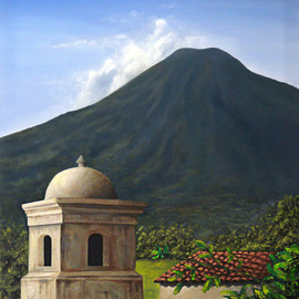 Jorge Paz: 'antigua guatemala', 2019 Oil Painting, Landscape. Artist Description: Landscape, volcano, Guatemala...