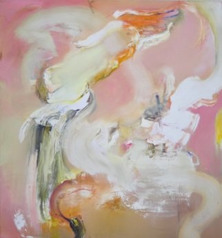 Anne Schwartz: '326 peony', 2018 Oil Painting, Abstract. PinkFlowerPeonyAbstractAsian feelMedium sizeTextureWhiteOrangeBlack...