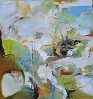 Anne Schwartz: '329 winter in positano', 2018 Oil Painting, Abstract. Medium sizeWhiteBlueGreenBrownBlackFine artContemporaryCool colors...