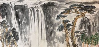 Chongwu Ao: 'sh56 pine trees and water', 2020 Ink Painting, Landscape. Original Abstract Ink Painting On The Rice Paper. Freedom your true feelings is the portrayal of my artworks. It shows Asian cultural elements and humanistic spirit and is magnificent, open, natural, and has no limit. ...