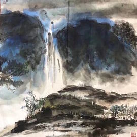Chongwu Ao: 'sh 23 gorge estuary', 2019 Ink Painting, Landscape. Artist Description: Original Abstract Ink Painting On The Rice Paper. Freedom your true feelings is the portrayal of my artworks. It shows Asian cultural elements and humanistic spirit and is magnificent, open, natural, and has no limit. ...
