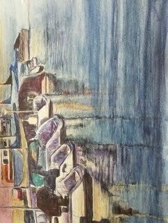 Armineh Bakhtanians: 'Contemplating in Naples ', 2021 Watercolor, Boating. Inspiredby the beauty of Naples in Long Beach California. ...