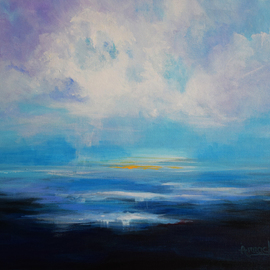 Arrachme Art: 'Clear Skies', 2016 Acrylic Painting, Seascape. Artist Description:  Painted seascape, peaceful, day on the water. horizon, water, sky, blue, paintings, clouds, arrachme, arrachme art...