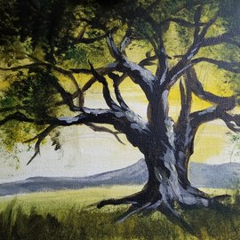 Janet Lapelusa: 'tree in summer', 2020 Acrylic Painting, Trees. Artist Description: A willow type tee in a meadow ...