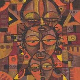 Angu Walters: 'Family II', 2011 Acrylic Painting, Family. Artist Description: Here is a charming small portrait of a family in warm colors. ...