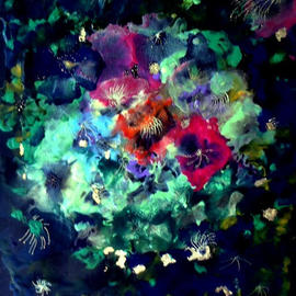 Gudrun Ploetz: 'A summer good bye', 2003 Encaustic Painting, Floral. Artist Description: Acrylics, encaustic wax and gold leaf on hardboard....
