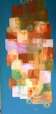 Gudrun Ploetz: 'The green and the colours 2', 2002 Encaustic Painting, Abstract. Encaustic and acryl paints on canvas...