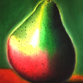 Katie Puenner Artwork Lone Pear, 2015 Oil Painting, Food