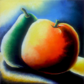 Katie Puenner Artwork Peachy and Orange, 2014 Oil Painting, Food