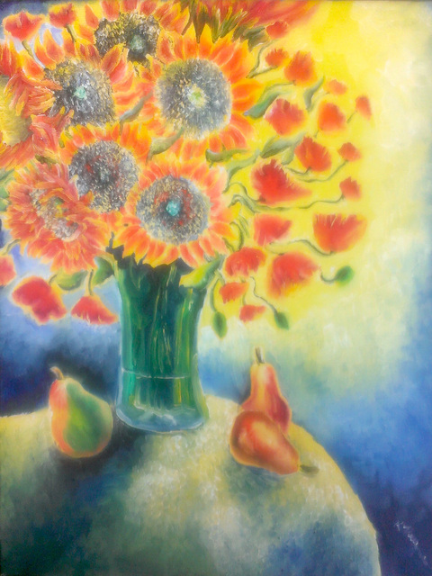 Artist Katie Puenner. 'Sunflowers' Artwork Image, Created in 2014, Original Painting Oil. #art #artist