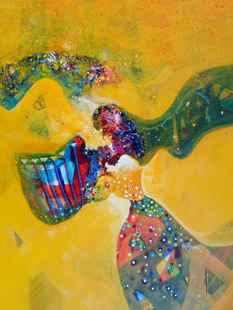 Sanjay Punekar  'Golden Harmony', created in 2017, Original Painting Acrylic.