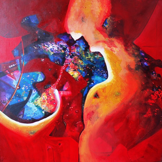 Sanjay Punekar  'Red Harmony', created in 2017, Original Painting Acrylic.