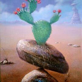 Sabir Haque: 'living stone', 2015 Acrylic Painting, Conceptual. Artist Description: Continuous effort to stay alive. Cactus finds that survive the dry solid rocks and birds drink nectar from cactus flower to struggle for existence. ...