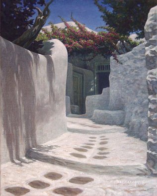 Brian Aurelio Piccini: 'Cycladic Alley', 2006 Acrylic Painting, Scenic.  mykonos, cyclades, greece...