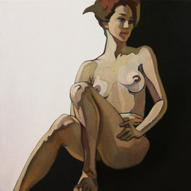 Ludmila Guryeva: 'Cinema', 2011 Oil Painting, nudes. 