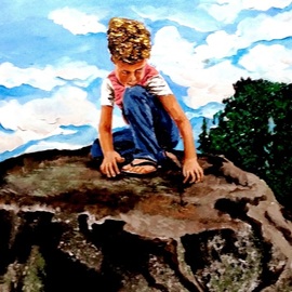 Eli Gross: 'touch the nature', 2017 Acrylic Painting, People. Artist Description: child, nature, landscape...