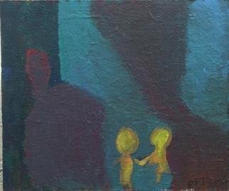 Palle Adamos Finn Jensen: 'Sister and brother', 2004 Acrylic Painting, Abstract. This is the love between my sister and me....