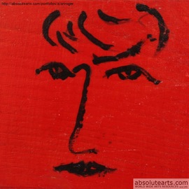 Roger Cummiskey: 'Lady on Red  SOLD', 2013 Oil Painting, Education. Artist Description: Based on an abstract face. ...