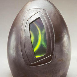 Karen Brown: 'Faceted Biovoid', 2003 Ceramic Sculpture, Technology. Artist Description: Raku ceramic and holography sculpture...