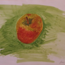 Jens Ehmann: 'Apfel faellt in Wiese', 2017 Acrylic Painting, Naturalism. Artist Description: I wanted to paint a picture with an apple in 2017.The title of this isApfel fA$?llt in Wiese...