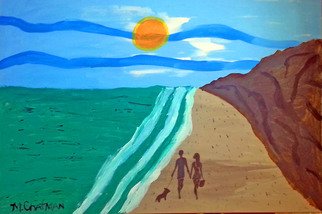 Michael Chatman: 'Beach Stroll', 2013 Acrylic Painting, Landscape.         An acrylic painting of a couple on a beach stroll. ...