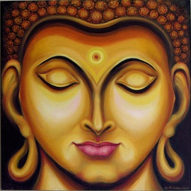 Ashok Revankar: 'Gautam Buddhas Face', 2016 Oil Painting, Portrait. Artist Description:  Tille Gautam buddhas face ...