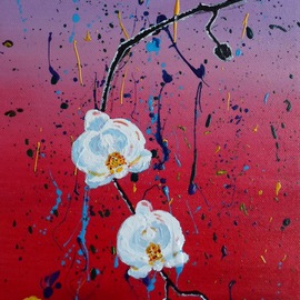 Eliza Donovan: 'Japanese Orchids', 2013 Acrylic Painting, Floral. Artist Description: Expressionist orchids in Japanese style. orchids, flowers, expressionist flowers, japanese, asian, blossom, floral...