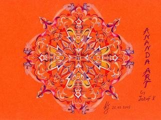 Jozef Kujundzic: 'Cross of Brilliance', 2005 Pencil Drawing, Abstract. Mandala or Yantra esence of life in colorfull lively drawing not cold computer art. Infinite joy deep transcendens , integration of knowlege , wisdom and practical life.Enjoy...