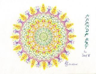 Jozef Kujundzic: 'Green star', 2005 Pencil Drawing, Abstract. Mandala , briliance order , symetric colorfull drawing , bliss and happines of life to all who sees it. Integration of knowledge wisdom and practical life in a visual form. Emanating harmony around. ...