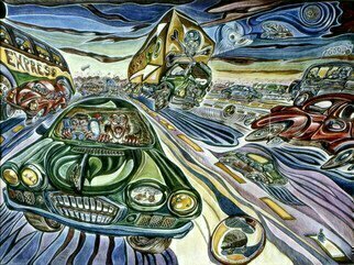 Austen Pinkerton: 'Motorway Madness', 1988 Acrylic Painting, Travel. 