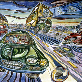 Austen Pinkerton: 'Motorway Madness', 1988 Acrylic Painting, Travel. 