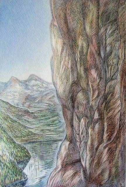 Artist Austen Pinkerton. 'Mountain Scene' Artwork Image, Created in 2004, Original Painting Ink. #art #artist