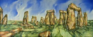Austen Pinkerton: 'StoneHenge', 2016 Acrylic Painting, Landscape.         standing stones ancient mystery landscape prehistoric   ...