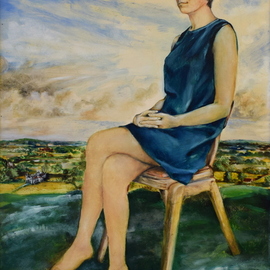 Austen Pinkerton: 'ann painted at age of 17', 1968 Oil Painting, Portrait. 