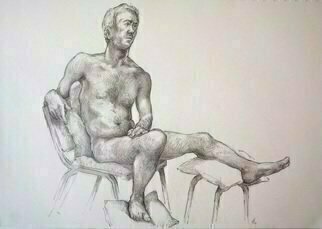 Austen Pinkerton: 'indigo number 9', 2019 Graphite Drawing, Life. Last Friday s  10th November  main work at the Narberth Life Drawing Group:   Indigo No. 9  , 21 x 3,0 cm, Pencil and blender. ...