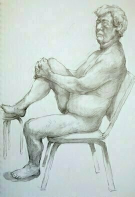 Austen Pinkerton: 'john seated number 8', 2019 Pencil Drawing, Life. Friday s production at the Life Drawing Group: Second. . . . John, seated  No. 8    21 x 3,0 cm, Pencil and blender.  ...