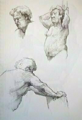 Austen Pinkerton: 'three studies of john', 2019 Pencil Drawing, Life. Friday s production at the Life Drawing Group: First. . . . Three ten minute studies of John , 21 x 3,0 cm, Pencil and blender....
